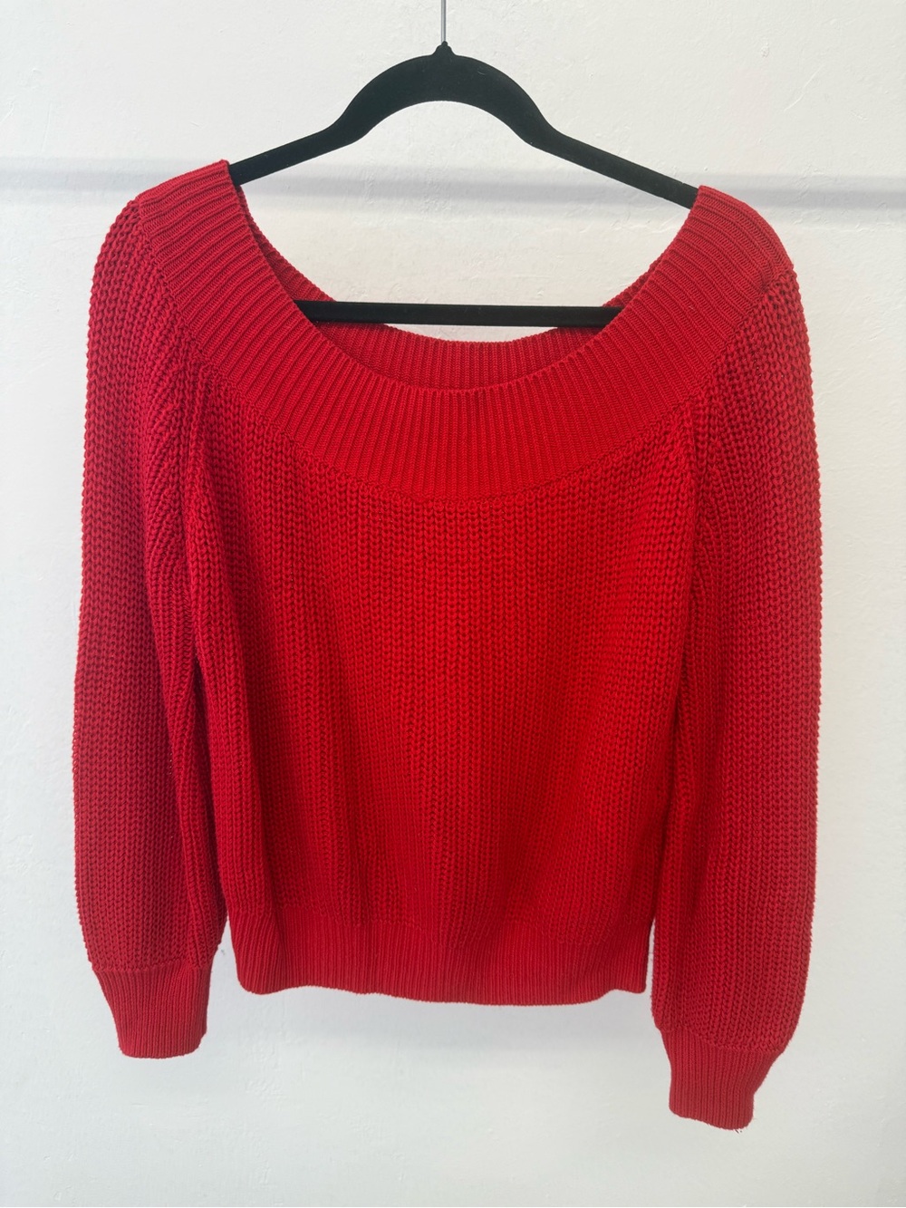 Women's Red Scoop Neck Knit Sweater